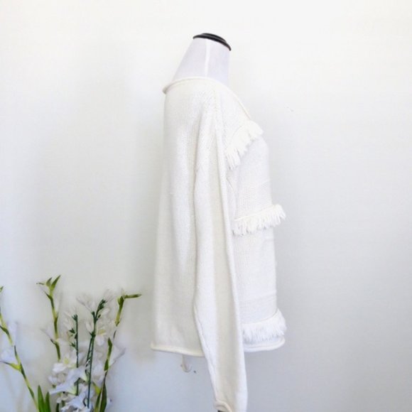 NEW Plenty by Tracy Reese Knit Sweater Fringe CLIPPED PULLOVER M - Picture 5 of 7